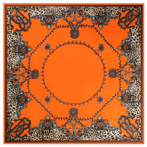 New printed fashion small shawl twill silk chain fringe printed ladies big pleated square scarf