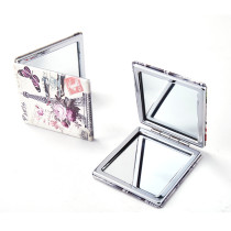 Hand Travel Pocket Beauty Mirrors Folding Makeup 2x Magnifying  Custom Compact Mirror