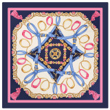 Twill digital printed belt tassel pattern silk shawl women's large square satin scarf