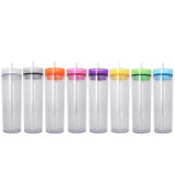 Acrylic Skinny Tumbler with Lid and Straw Plastic Cup BPA Free straight water bottle Acrylic travel mug