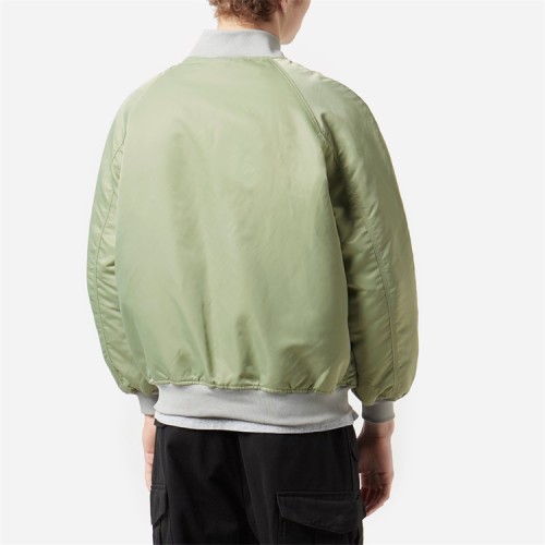 OEM custom nylon logo print embroidered bomber baseball fashion quilted  varsity jacket for men