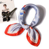 Custom air hostess square silk scarf cartoon pattern cute female professional silk scarf decoration scarf