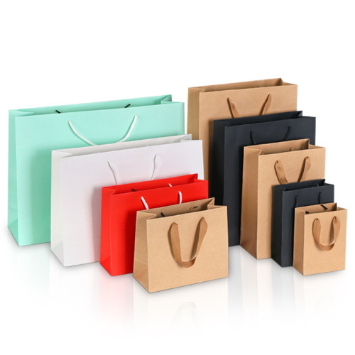 Wholesale Custom Kraft Brown Paper Flower Packaging Shopping Clothes Samll Gift Bag
