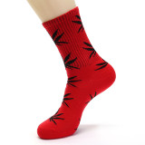 Wish&Amazon The Same Model Exported To Europe  America Hemp Leaf Socks Threaded Middle Tube Maple Leaf Socks