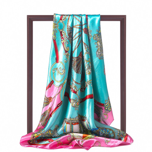 Japanese Korean Version New 70cm Silk Scarf Female Letter T Printed Small Scarf Neck Decoration Luxury Silk Scarf