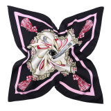 Twill digital printed belt tassel pattern silk shawl women's large square satin scarf