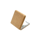 High Quality Mini Beautiful Cork Cover Decorative Square Double Sided Folding Portable Pocket Cosmetic Mirrors