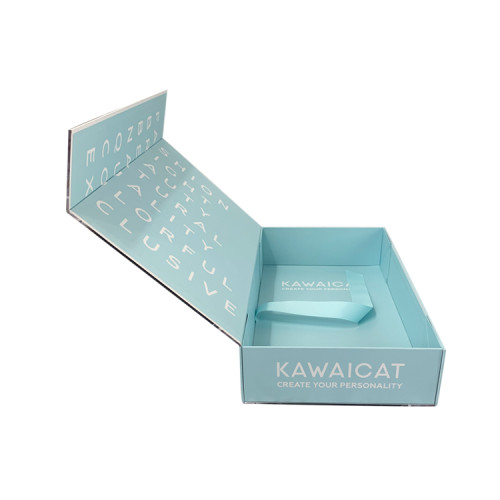 Small Luxury Blue Foldable Cardboard Phone Case Paper Packaging Custom Logo Rigid Magnetic Gift Box
