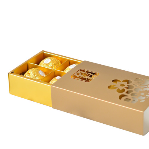 Low MOQ Foldable Hollow Out 6pcs Chocolate Paper Packaging Box  for chocolate