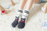 2021 Cartoon Socks Coral Fleece Socks For The Elderly Christmas Socks Elk In Tube Floor Warm Christmas