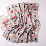 Pastoral style fashion square scarf ladies professional flower leaf pattern silk scarf student scarf 70cm