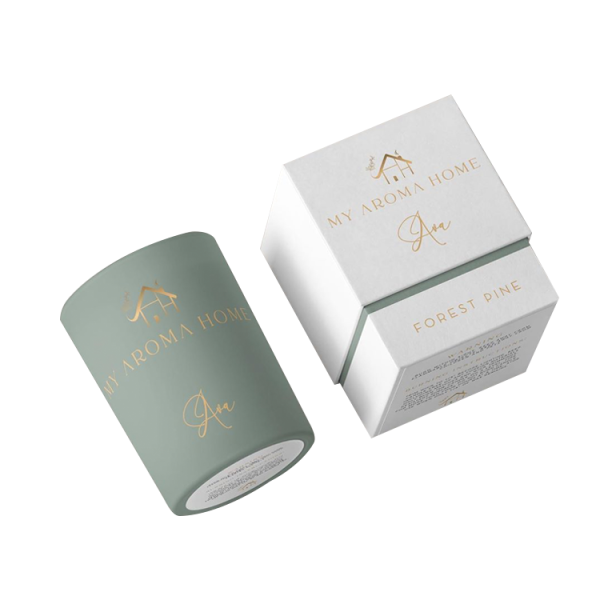 Custom Private Labels Square Luxury Paper 2 Pieces Lid And Base Candle Jar Packaging Boxes