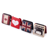 Custom Foldable Square Pu Leather Mirror Flag Patterns Pocket/makeup Mirror