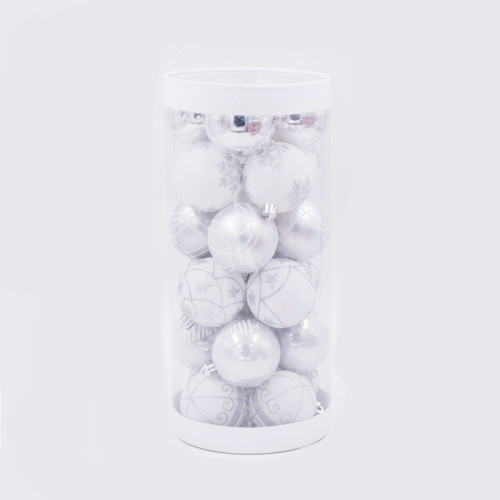 silver and white colour Christmas plastic ball ornaments