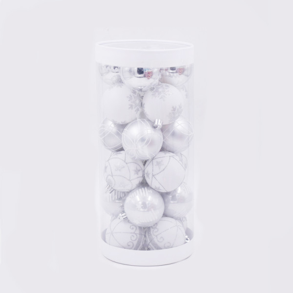 silver and white colour Christmas plastic ball ornaments
