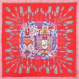 New printed fashion small shawl twill silk chain fringe printed ladies big pleated square scarf