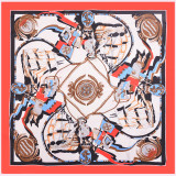 Hand painted sailboat travel women's twill silk shawl outdoor square satin scarf