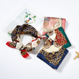 Wholesale Price Latest Design Women Silk Small Square Scarf Female Carriage Print Ladies Charming Silk Scarf
