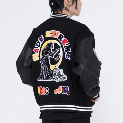 OEM Custom black wool chenille embroidered patches baseball varsity bomber letterman jacket for men