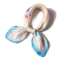 Custom air hostess square silk scarf cartoon pattern cute female professional silk scarf decoration scarf