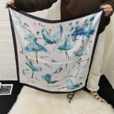 Custom Japanese Korean Sweet Scarves Ballet Dancers Breast Wrapping Pleated Square Silk Scarf