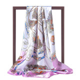 Japanese Korean Version New 70cm Silk Scarf Female Letter T Printed Small Scarf Neck Decoration Luxury Silk Scarf