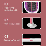 hot sale  USB charging electric mosquito racket Hand held mosquito swatter with base  factory price