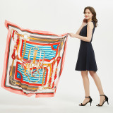 130*130cm New Twill Silk Scarf Design Bandana Chain Printing Scarf Women Shawls Luxury Brand Women Wraps Silk Scarves