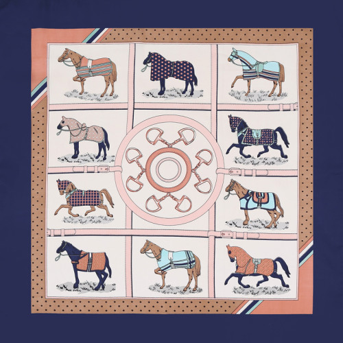 Printed ten horse women's silk scarves professional decorative square scarf ladies