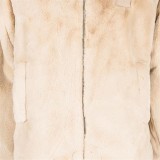 OEM custom logo  faux-fur zip-up casual windbreaker college winter varsity bomber jacket for men