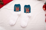 Ladies New Coral Fleece Warm Thickening Half Fleece Elk Christmas Snowflake Christmas Socks
