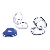 PU leather makeup mirror hand mirror double-sided with 1x and 2x magnification small cosmetic pocket mirror