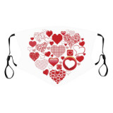 2020 fashion trendy Valentine's Day digital printed cotton maskes adjustable ear loop heart love face maskes washable women gift
