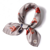 Pastoral style fashion square scarf ladies professional flower leaf pattern silk scarf student scarf 70cm