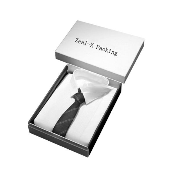 Eco Friendly Custom Logo White 2 Pieces Paper Cardboard Men Tie Shirt Apparel Gift Packaging Box