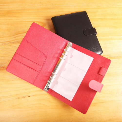 Factory price custom made promotional magnetic clasp binder rings writing pocket notebook stationery with pen