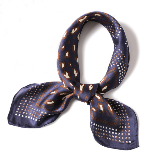 European and American classic leopard scarf silk small square scarf lady professional scarf large lattice simple wild small silk