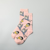 Hot Custom Wholesale  Cartoon Design  Cute Cotton  Funny Girls Woman  Happy Socks