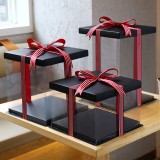 High Quality PET Clear Cake Box With Bowknot Ribbon Transparent PVC Tall Cake Box