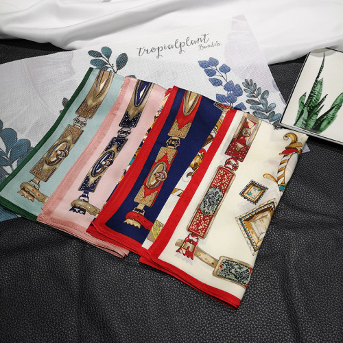 High Quality 100% Silk Feeling Custom Design Digital Printing 53x53 Cm Silk Scarf Square Scarf