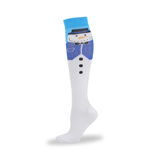 Christmas Compression Stockings Unisex Snowman Compress Sports Running Nylon Socks Relieve Muscle Fatigue and Varicose Veins