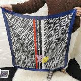 Custom spring women geometric printed small mass customization silk satin square scarf