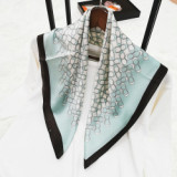 Spring and summer simple circle point small satin silk printed square scarf female occupation matching