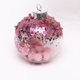 8cm PET painted ball with  feather beads and paillette for decoration