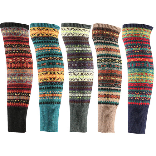 Wholesale Boho Knit Over Knee Leg Warmers High Long Footless Socks Winter Knitted Leg Warmer For Woman