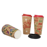 Eco-Friendly 450ml Cork Wood Coffee mug  Flip Lid Tea Cups Can Be Customized Various Patterns Double Wall Mugs