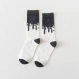 Japanese Couple Black And White Pattern Men And Women Socks Cat Pattern Ins Tube Socks