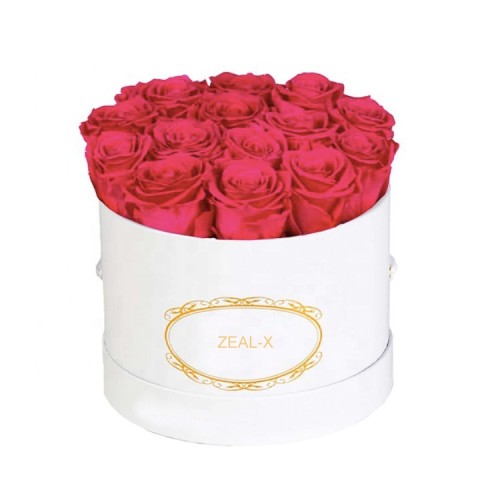 Elegant Custom Logo Luxury Cylinder Paper Packaging Cardboard Hat Round Bouquet Preserved Flowers Gift Box