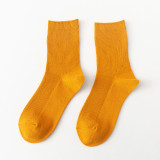 Autumn and Winter New Female Cotton Socks Korean Style College Style Solid Color Girl Student Socks Wild High Socks Wholesale