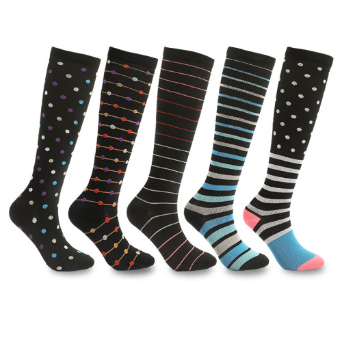 Wholesale   Fashional Polka-dot  Striped Mountain-climbing Cycling Outdoor  Sports Compression Socks